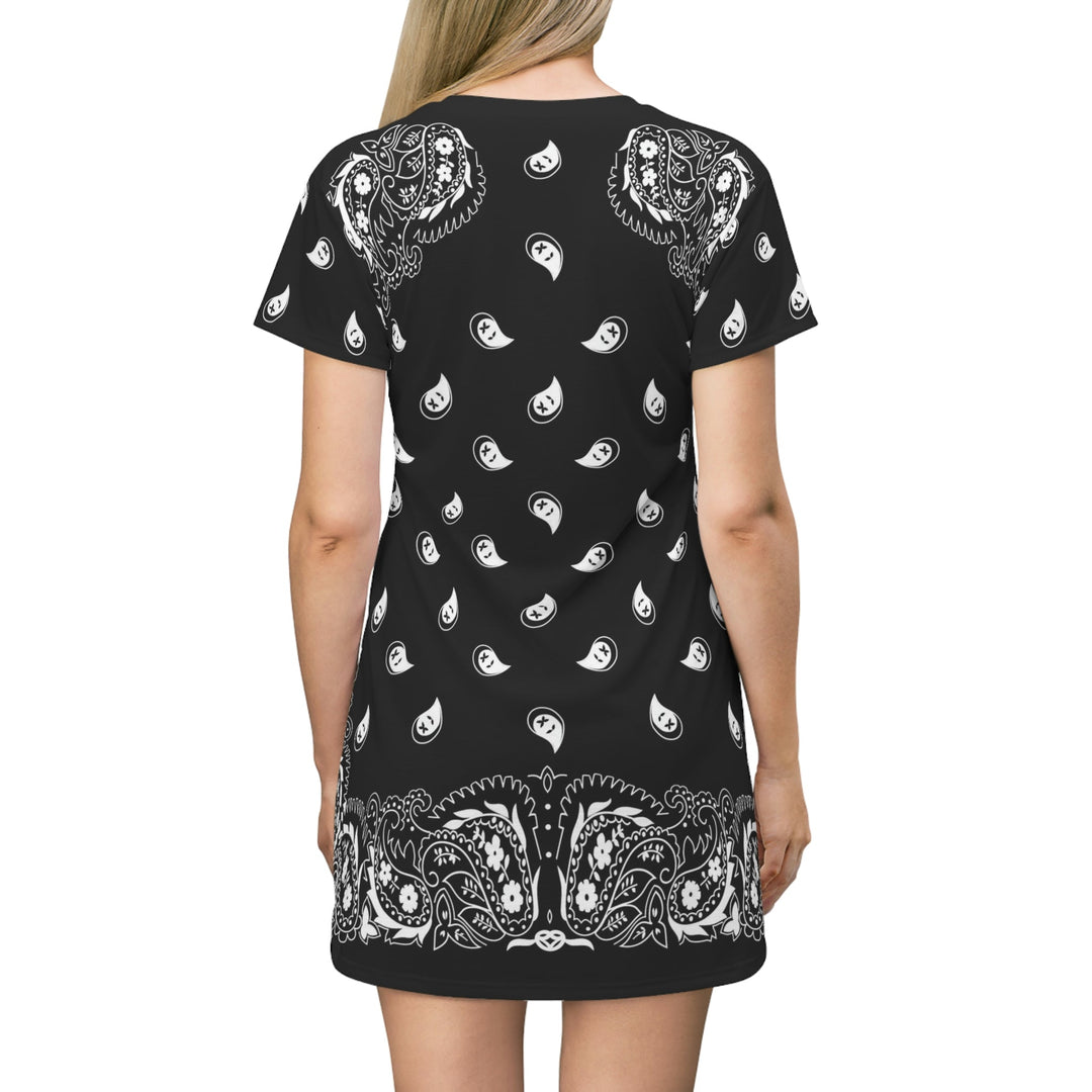 Black Bandana Pattern | Fashion T-Shirt Dress | TimeElements.shop Black Bandana Pattern | Fashion T-Shirt Dress | TimeElements.shop