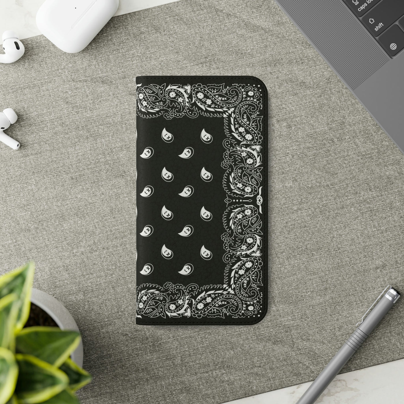 Black Bandana Pattern | Flip Wallet Phone Case