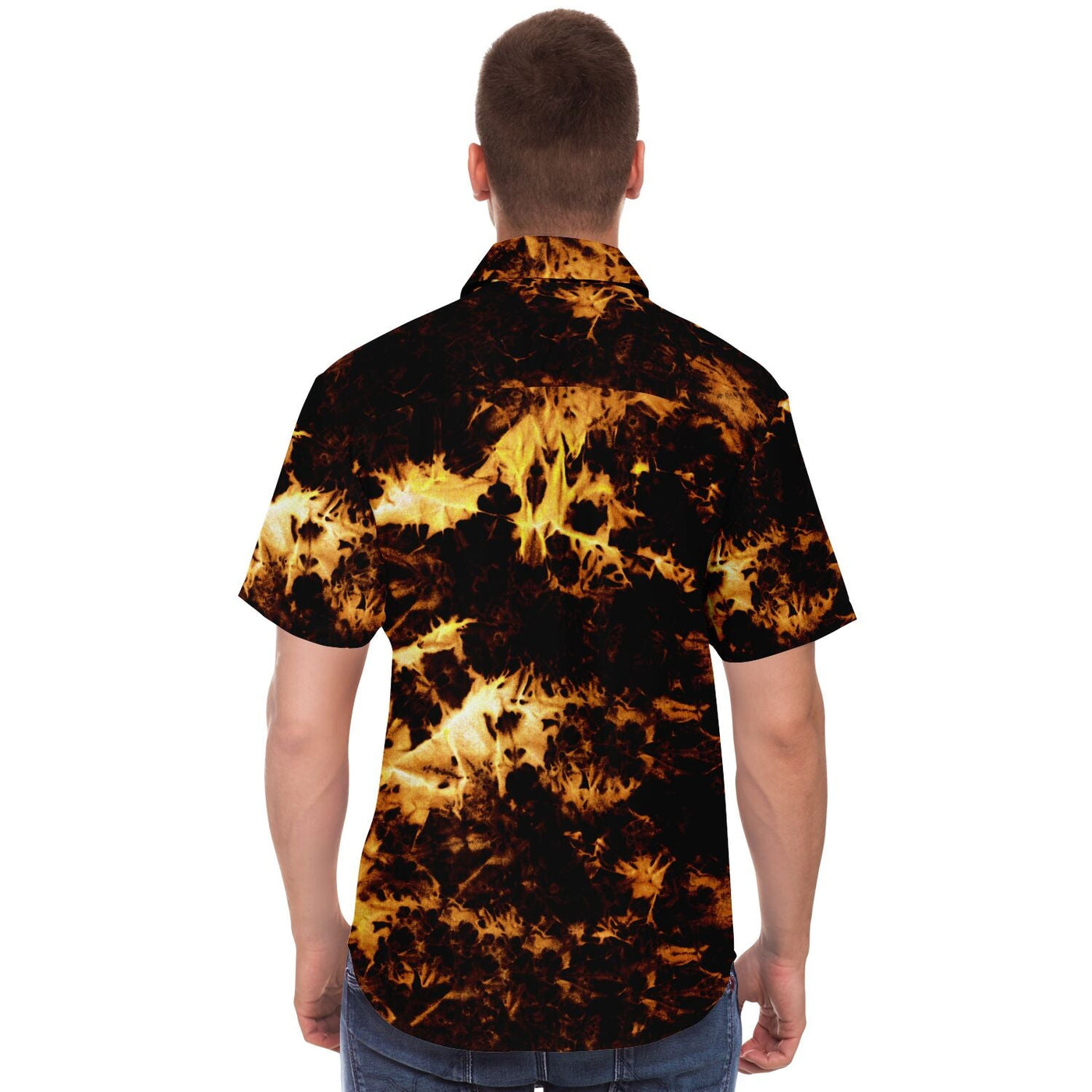 Black & Gold tie-dye Effect | Retro pop Short Sleeves Shirt