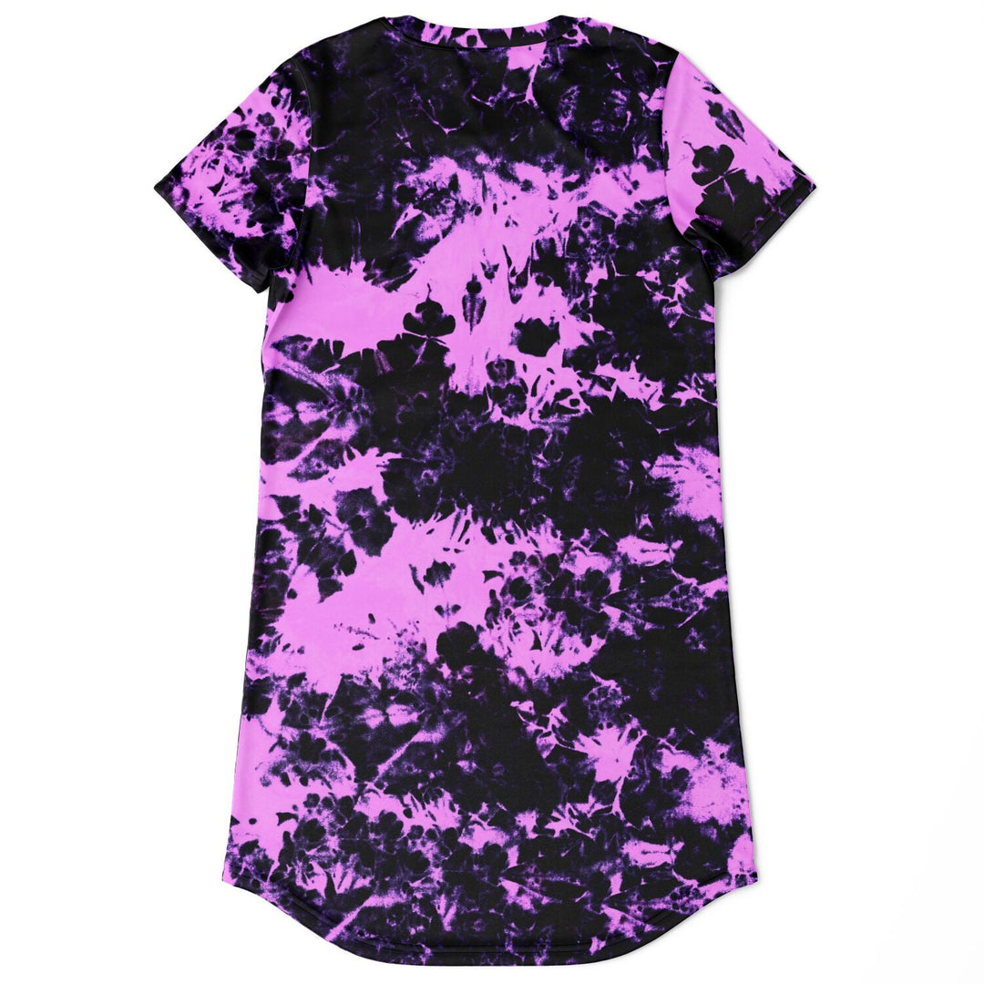strapless open back dress Black & Pink tie-dye Effect