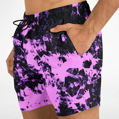 Black & Pink tie-dye Effect | Retro pop Swim Shorts