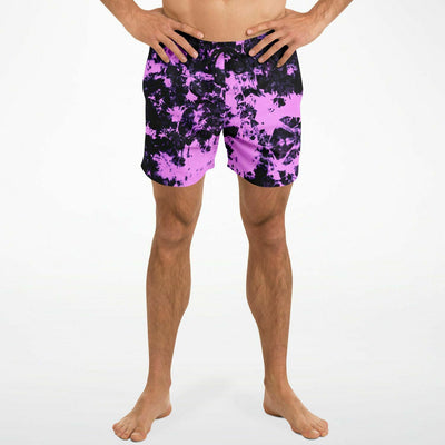 Black & Pink tie-dye Effect | Retro pop Swim Shorts