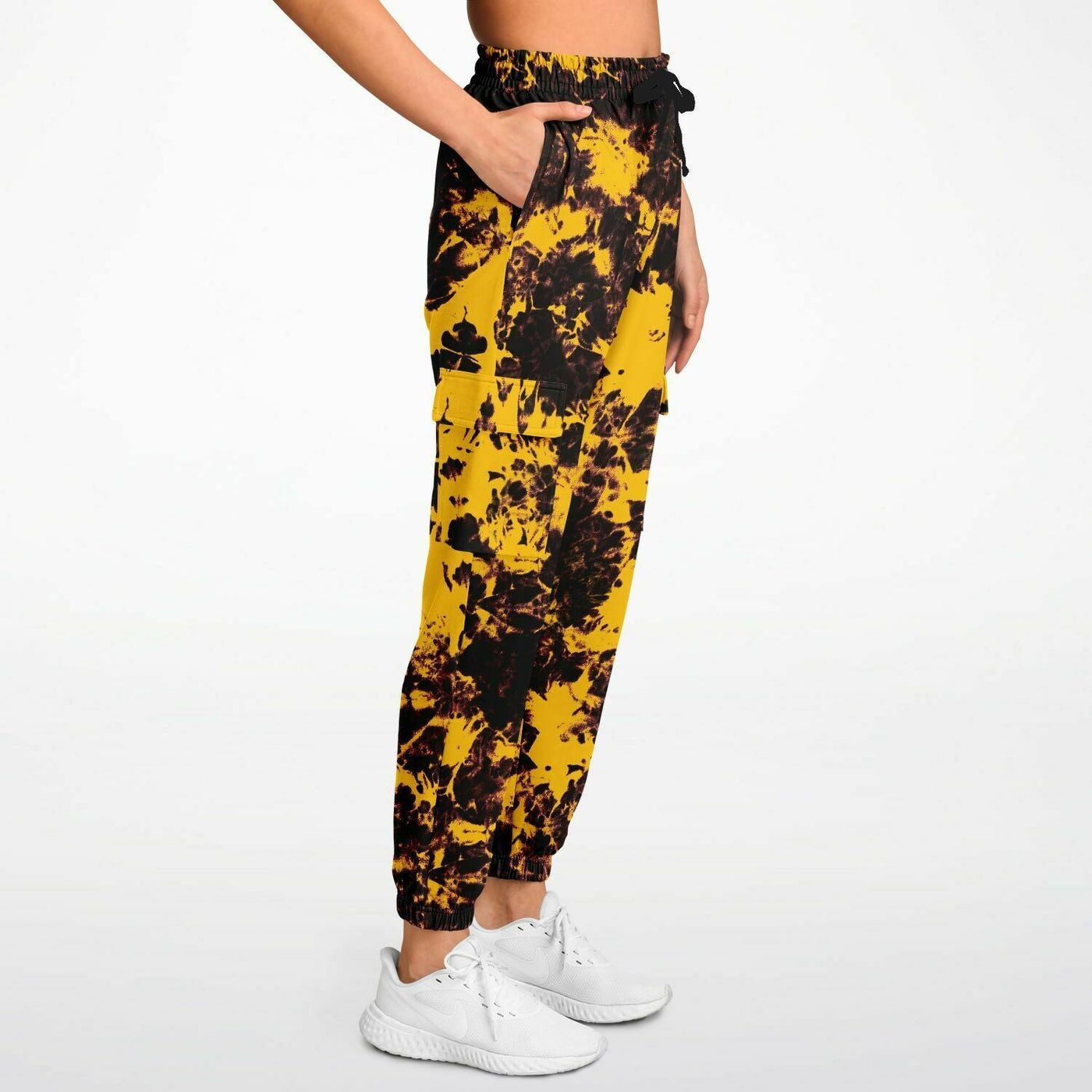 Black & Yellow tie-dye Effect | Retro pop Cargo Sweatpants