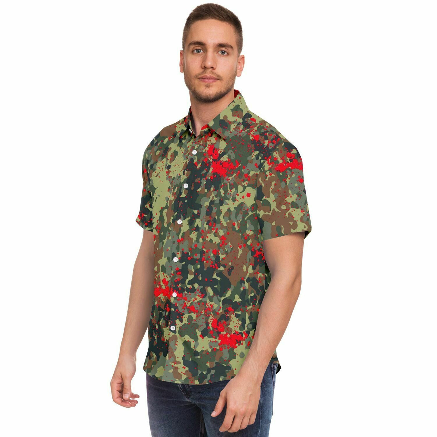 Bloody Camouflage Splatter Pattern V2 | Punk Short Sleeves Shirts