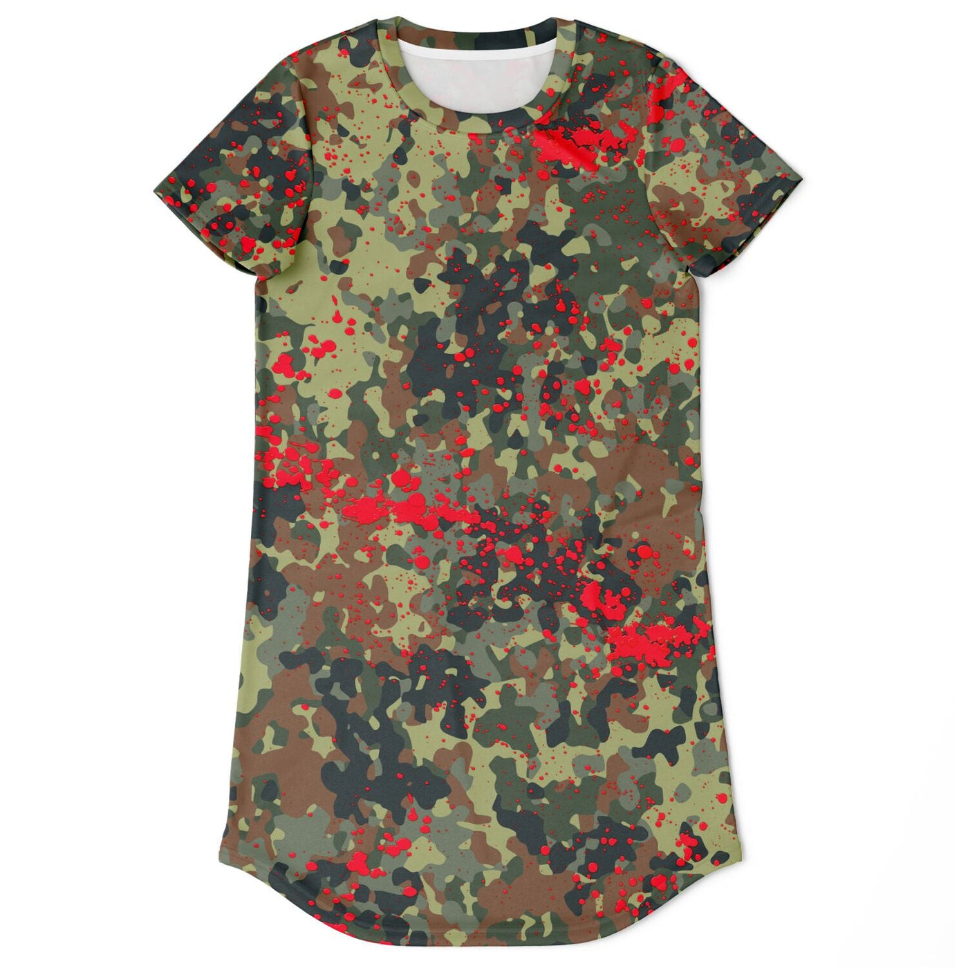 Bloody Camouflage Splatter Pattern V2 | Punk Short T-Shirt Dress