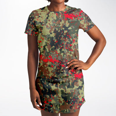 Bloody Camouflage Splatter Pattern V2 | Punk Short T-Shirt Dress