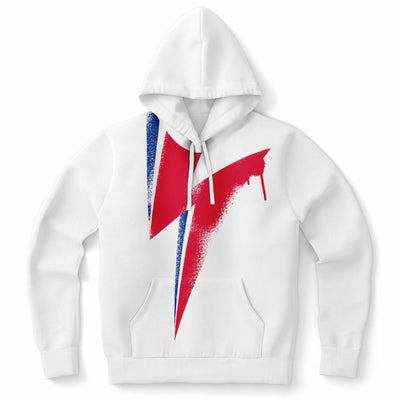 Bowie Thunderbolt Spray Paint Effect - White | Unisex Hoodie