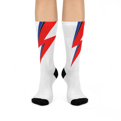 Bowie Thunderbolt | White Crew Socks
