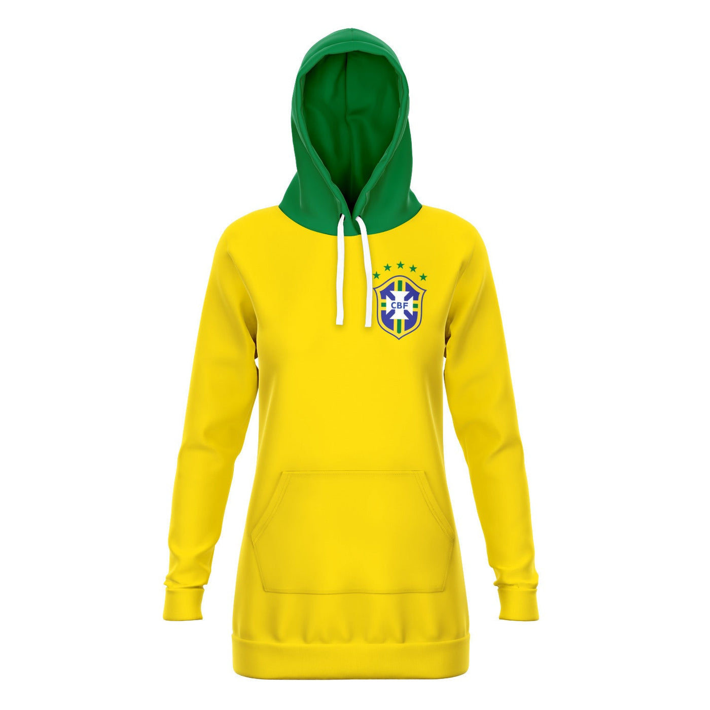 Brazil National Team CBF | Retro Soccer Long Hoodie Dress