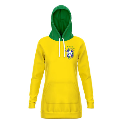Brazil National Team CBF | Retro Soccer Long Hoodie Dress