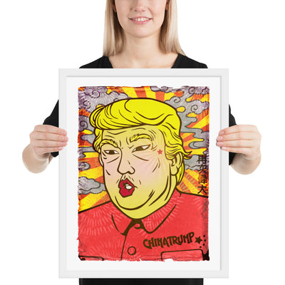 China-Trump 3/4 - Trump, Chinese Dictator | Meme Propaganda Framed Poster