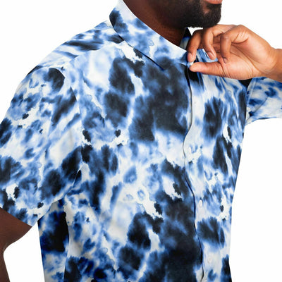 Deep Blue Waves tie-dye Effect | Retro pop Short Sleeves Shirt