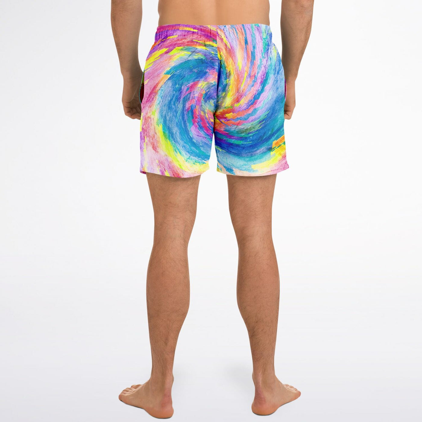 Digital Tie Dye - Psychedelic Spiral | Modern Hippie Swim Shorts