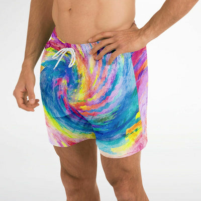Digital Tie Dye - Psychedelic Spiral | Modern Hippie Swim Shorts