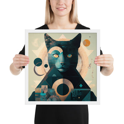 "Esoteric Cat Divinity", Mystic Digital Collage | Framed poster