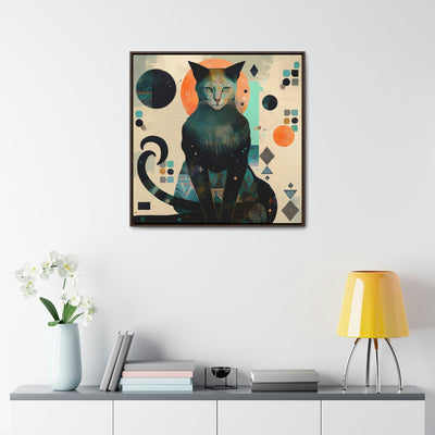 "Esoteric Cat", Mystic and Elegant Art Collage | Framed Wall Canvas