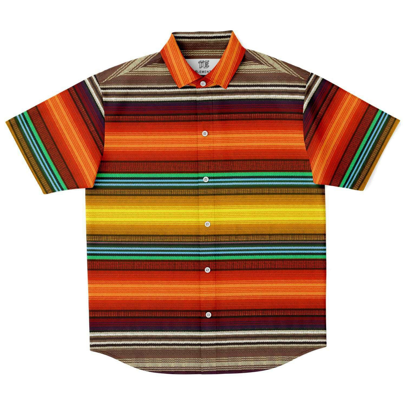 Fiery Mayan Stripes | Native American Short Sleeves Shirt