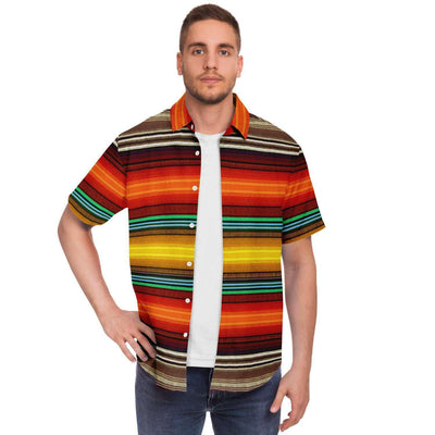 Fiery Mayan Stripes | Native American Short Sleeves Shirt