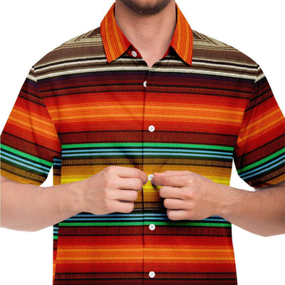 Fiery Mayan Stripes | Native American Short Sleeves Shirt