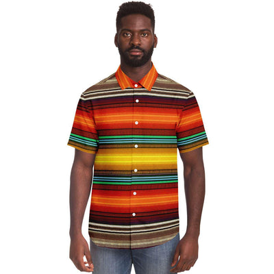 Fiery Mayan Stripes | Native American Short Sleeves Shirt