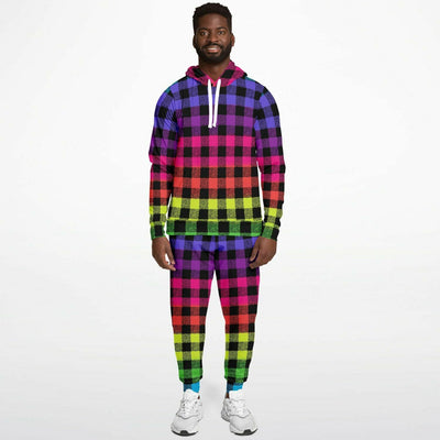 Flashy Lumberjack Rainbow Pattern | Punk Fashion Hoodie and Joggers set