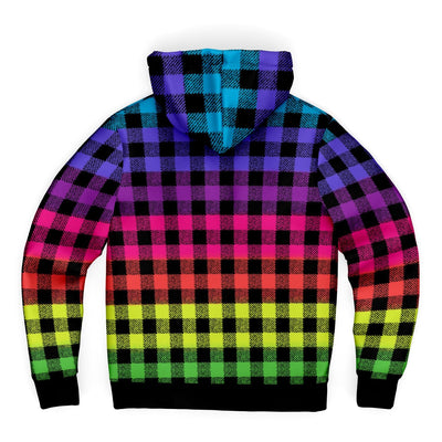 Flashy Lumberjack Rainbow Pattern | Punk Fashion Sherpa Lined Hoodie