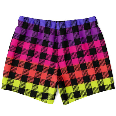 Flashy Lumberjack Rainbow Pattern | Punk Fashion Swim shorts