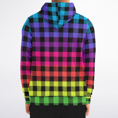 Flashy Lumberjack Rainbow Pattern | Punk Fashion Zip-up Hoodie