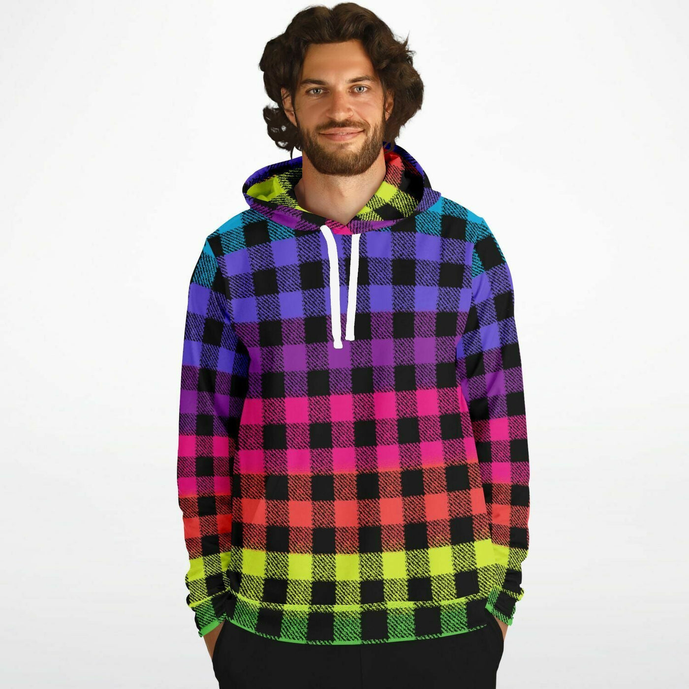 Flashy Lumberjack Rainbow Pattern | Punk Fashion unisex Hoodie