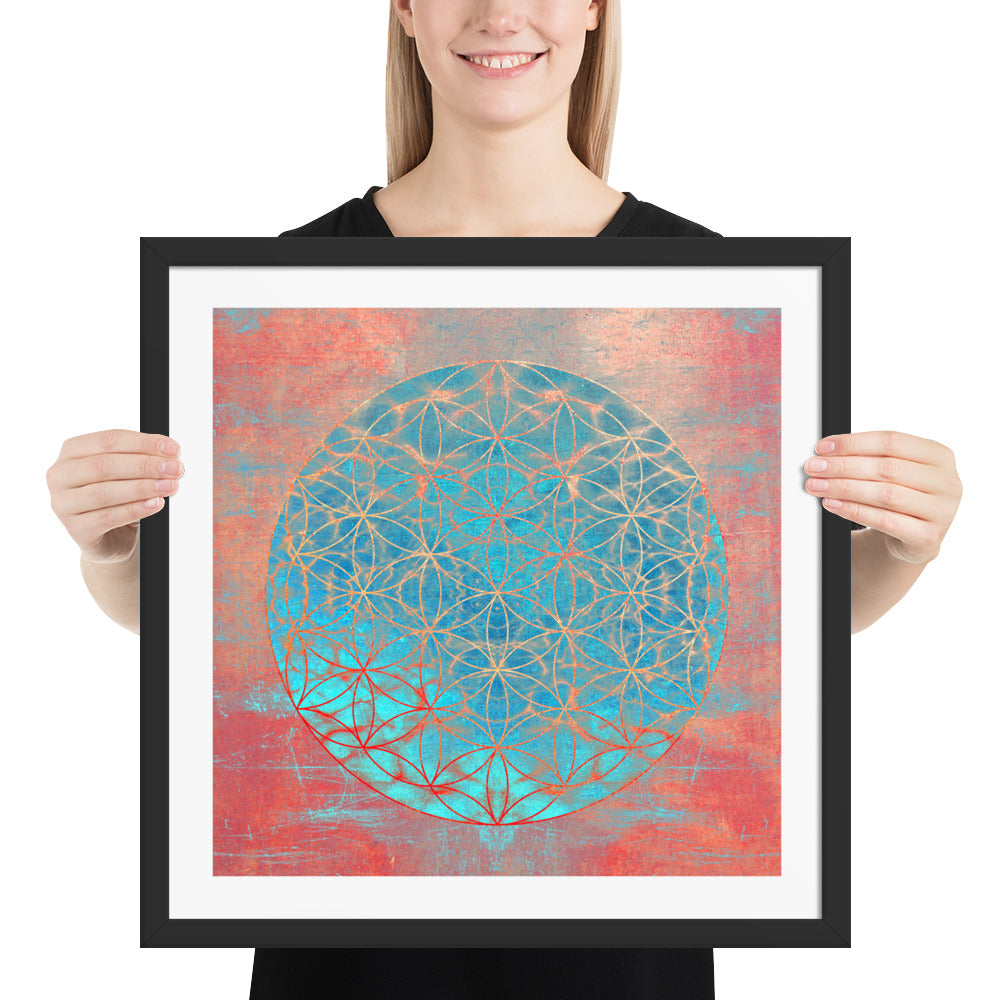 Flower Of Life Aqua | Sacred Geometry Framed poster