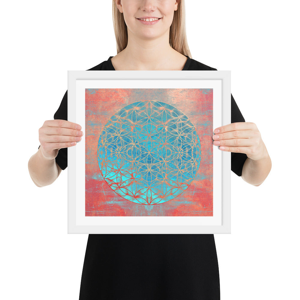Flower Of Life Aqua | Sacred Geometry Framed poster