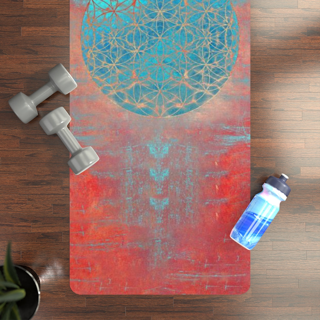 Flower Of Life Aqua | Sacred Geometry Rubber Yoga Mat