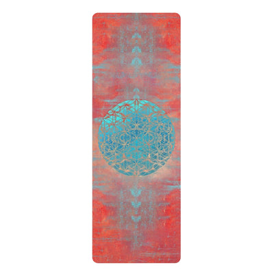 Flower Of Life Aqua | Sacred Geometry Rubber Yoga Mat