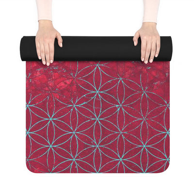 Flower Of Life Bright Raspberry | Sacred Geometry Rubber Yoga Mat