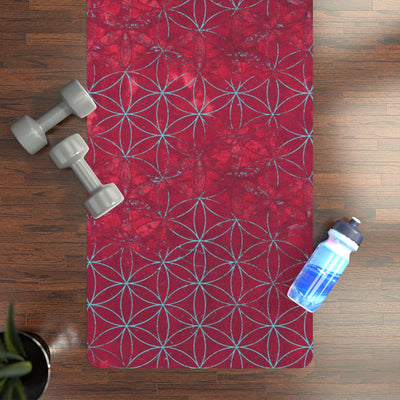 Flower Of Life Bright Raspberry | Sacred Geometry Rubber Yoga Mat