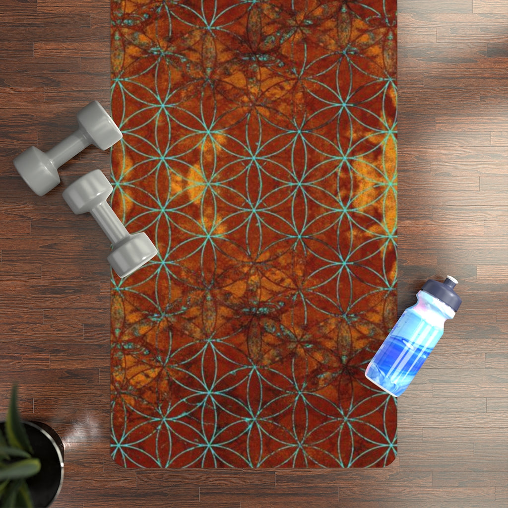 Flower Of Life Burnt Orange | Sacred Geometry Rubber Yoga Mat