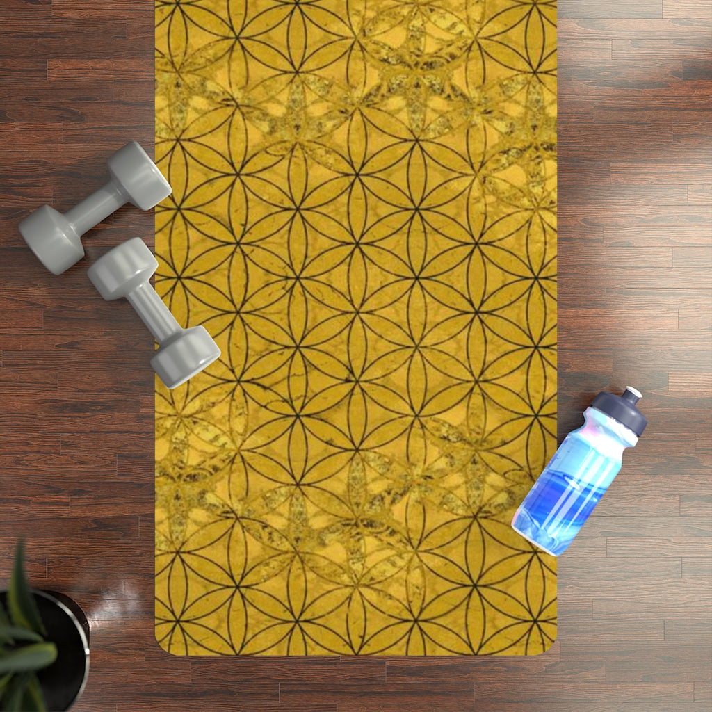 Flower Of Life Deep Gold | Sacred Geometry Rubber Yoga Mat