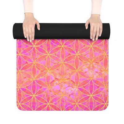 Flower Of Life Pink Gold | Sacred Geometry Rubber Yoga Mat