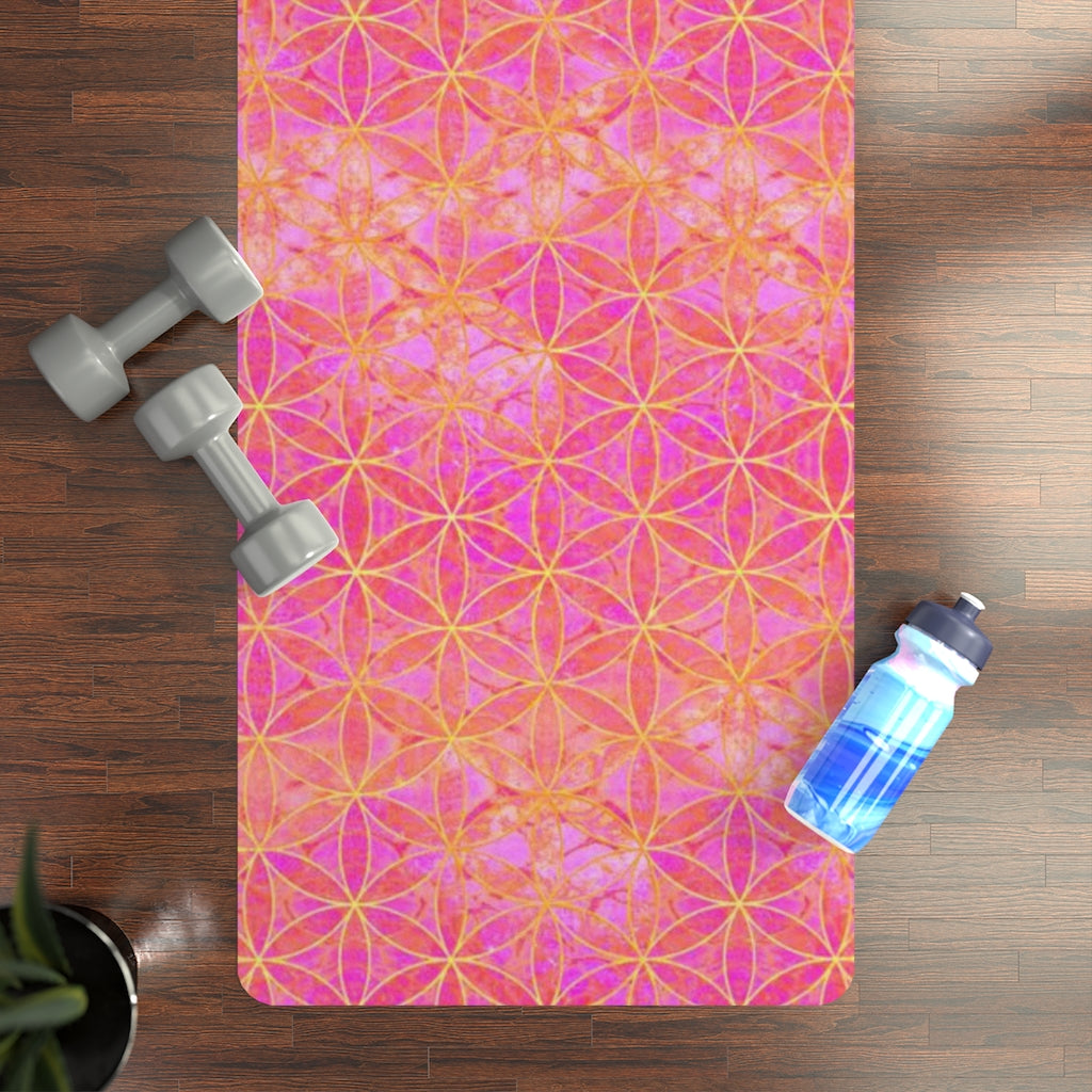 Flower Of Life Pink Gold | Sacred Geometry Rubber Yoga Mat