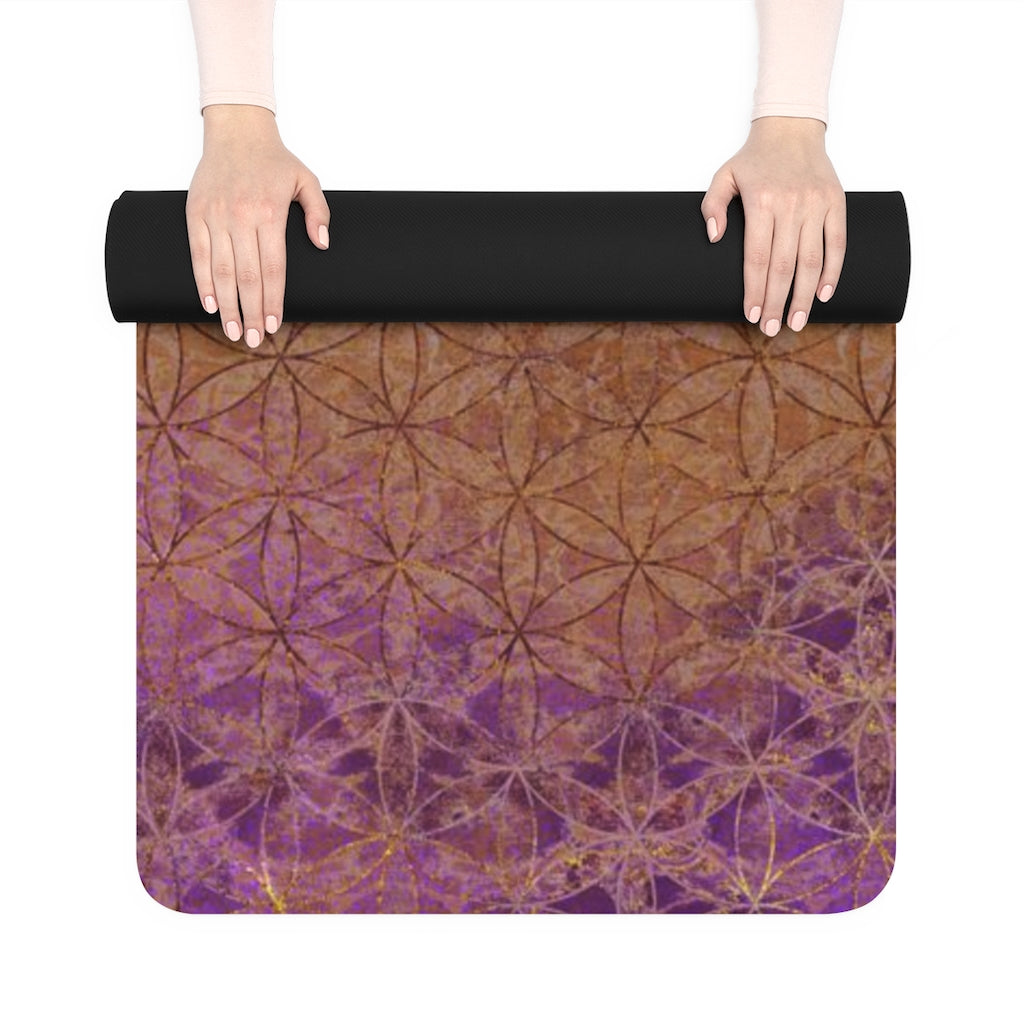 Flower Of Life Purple Brown | Sacred Geometry Rubber Yoga Mat