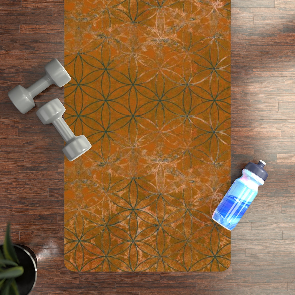 Flower Of Life Raw Sienna | Sacred Geometry Rubber Yoga Mat