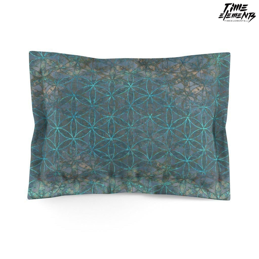 Flower Of Life Teal Blue | Sacred Geometry Microfiber pillow sham