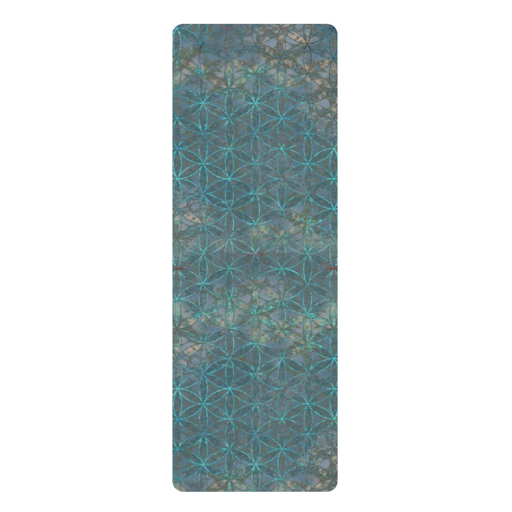 Flower Of Life Teal Blue | Sacred Geometry Rubber Yoga Mat