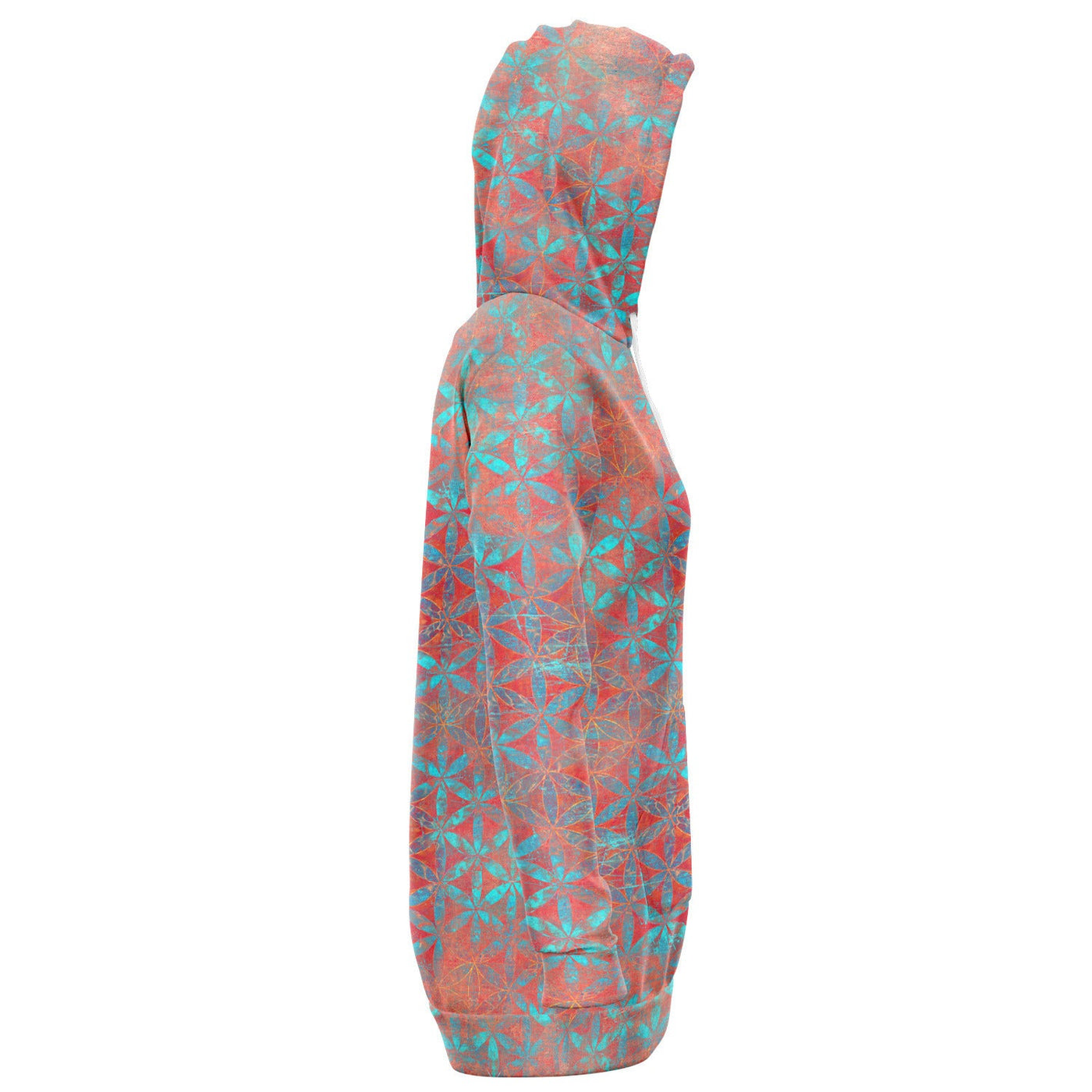 Flower of Life Aqua Orange | Sacred Geometry Long Hoodie Dress