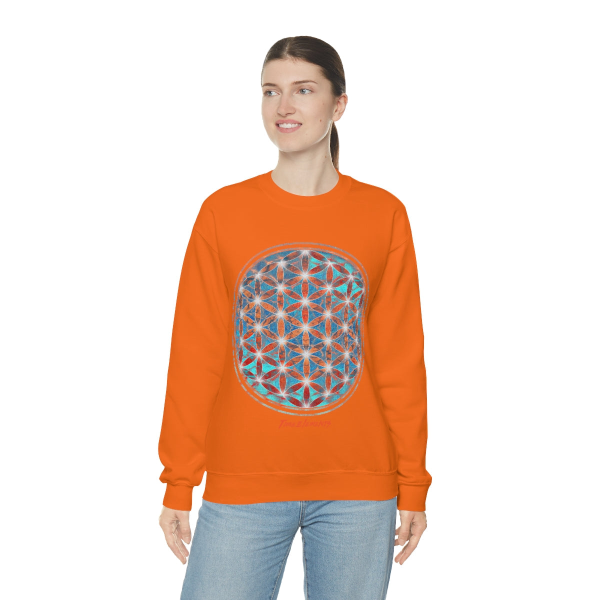 Flower of Life Aqua Orange | Sacred Geometry Sweatshirt