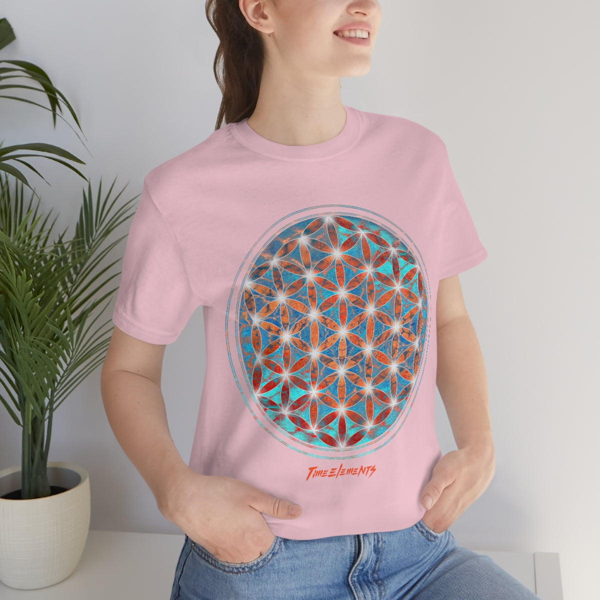 Flower of Life Aqua Orange | Sacred Geometry T-shirt