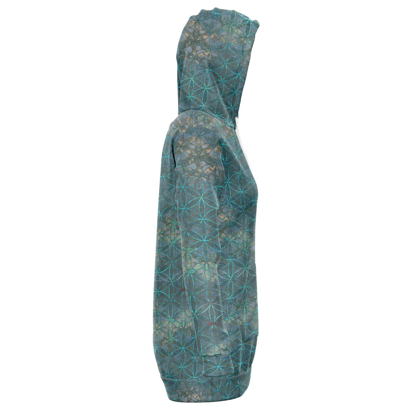 Flower of Life Aqua Teal | Sacred Geometry Long Hoodie Dress