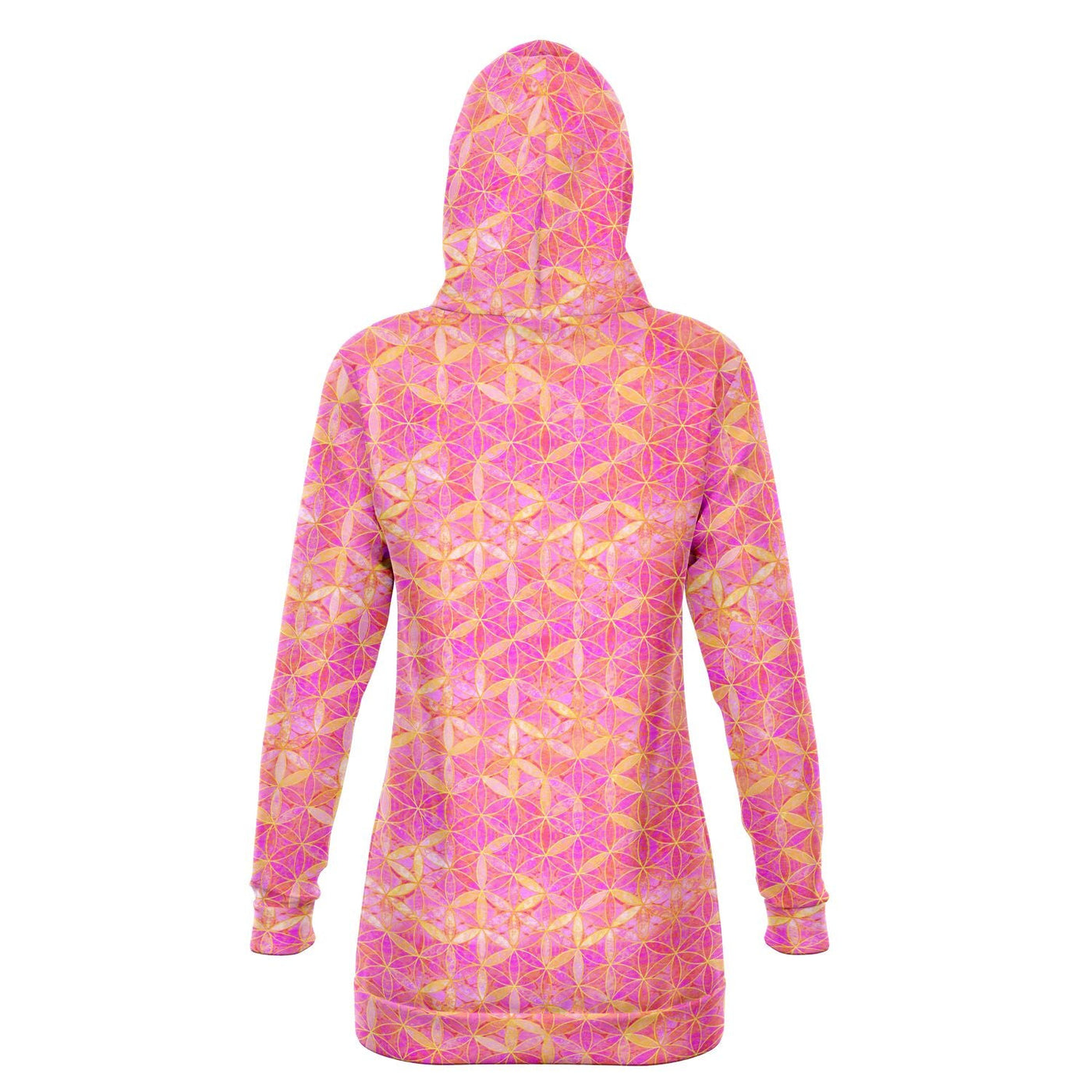 Flower of Life Bright Pink | Sacred Geometry Long Hoodie Dress