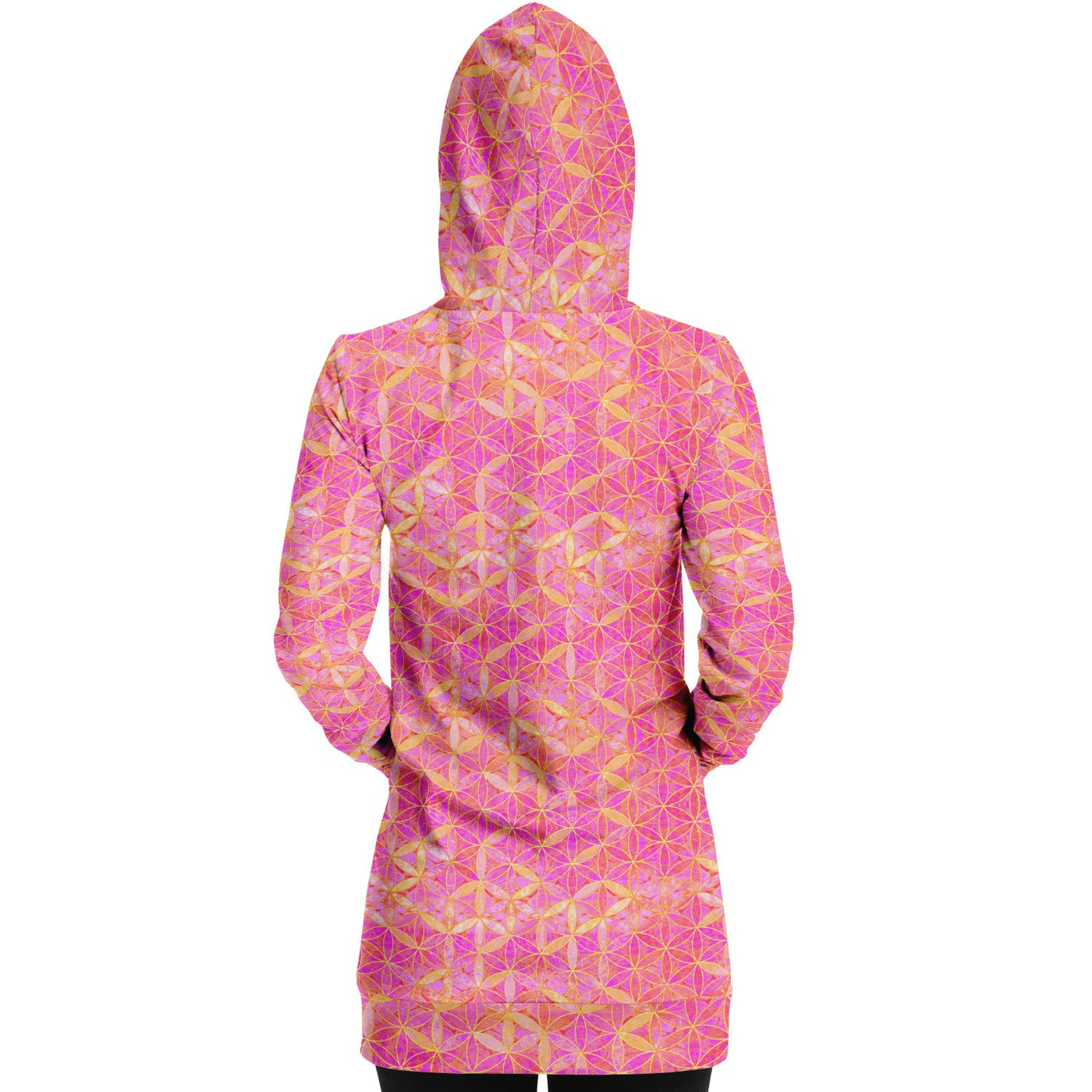 Flower of Life Bright Pink | Sacred Geometry Long Hoodie Dress