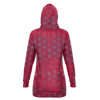 Flower of Life Bright Raspberry | Sacred Geometry Long Hoodie Dress